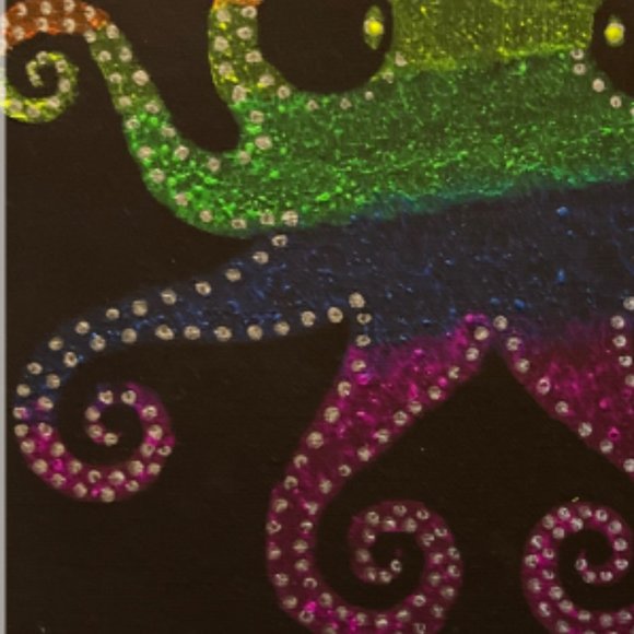 UV BLACKLIGHT RAINBOW OCTOPUS PAINTING Black Canvas Coral Saltwater Reef Ocean - Picture 4 of 5